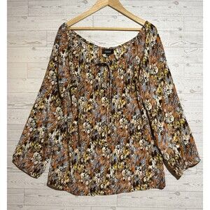 Tolani Pure Silk Multicolor Floral Blouse Top Women's M